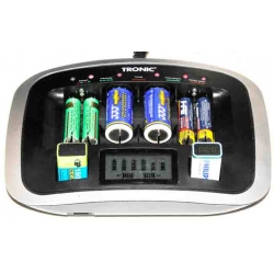 Ładowarka TRONIC na 8 akumulatorów NiCd NiMh RC03 RC6 RC14 RC20 RC9V ze wskaźnikiem LED i LCD