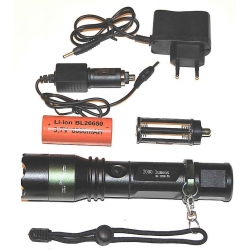 Latarka policyjna wojskowa taktyczna LED T6 BL1828 ładowalna 12V i 230V